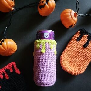 Handmade Crochet Halloween Can Cozy- Set of 2